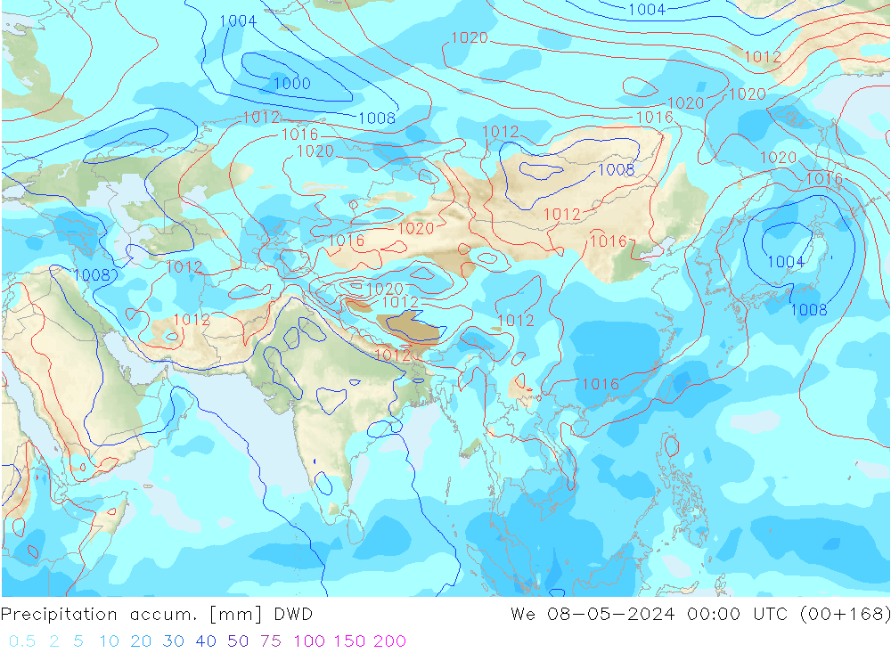 Precipitation accum. DWD Qua 08.05.2024 00 UTC