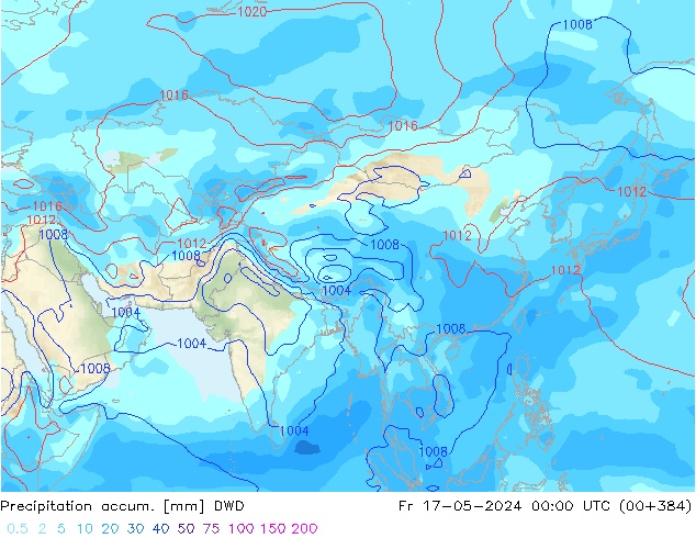 Toplam Yağış DWD Cu 17.05.2024 00 UTC