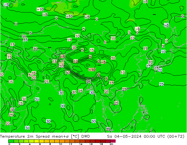 Temperatura 2m Spread DWD sab 04.05.2024 00 UTC