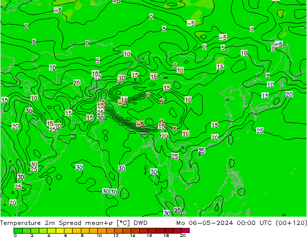 Temperatuurkaart Spread DWD ma 06.05.2024 00 UTC