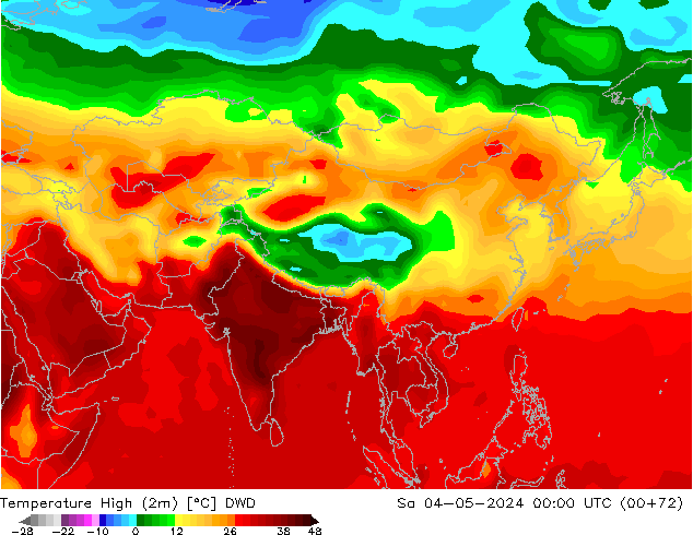 Temperature High (2m) DWD Sa 04.05.2024 00 UTC