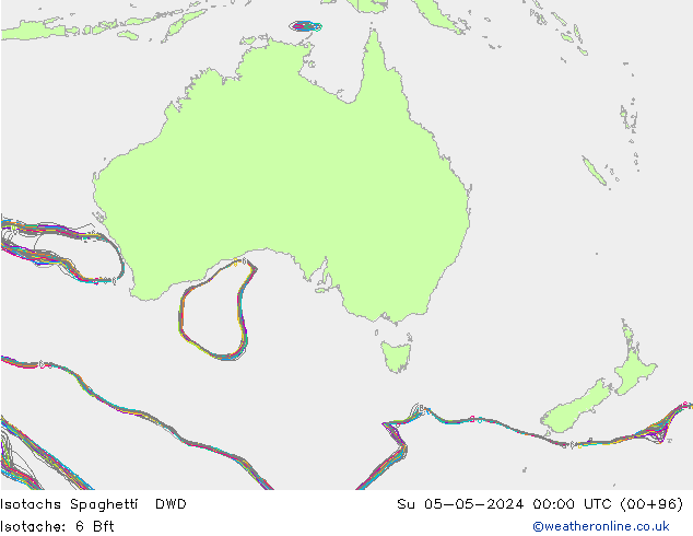 Isotachs Spaghetti DWD dom 05.05.2024 00 UTC