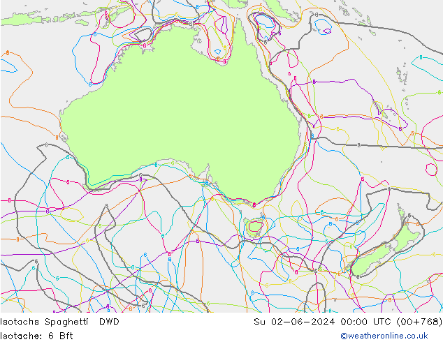 Isotachs Spaghetti DWD Su 02.06.2024 00 UTC