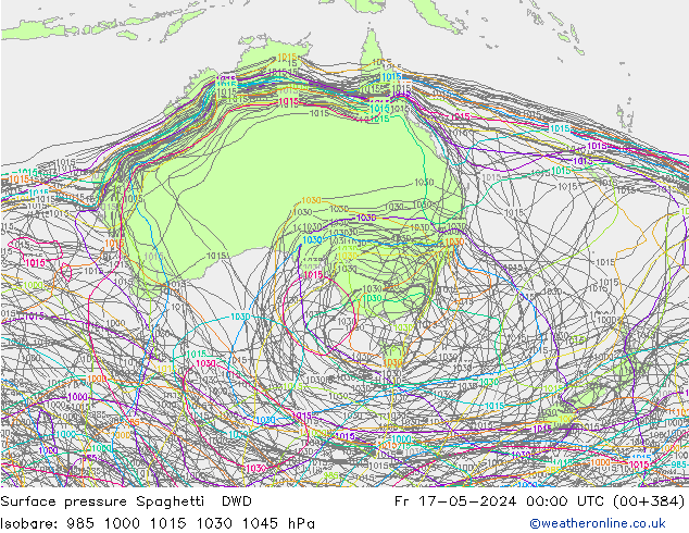Atmosférický tlak Spaghetti DWD Pá 17.05.2024 00 UTC