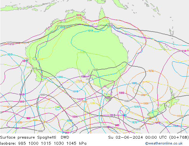Pressione al suolo Spaghetti DWD dom 02.06.2024 00 UTC