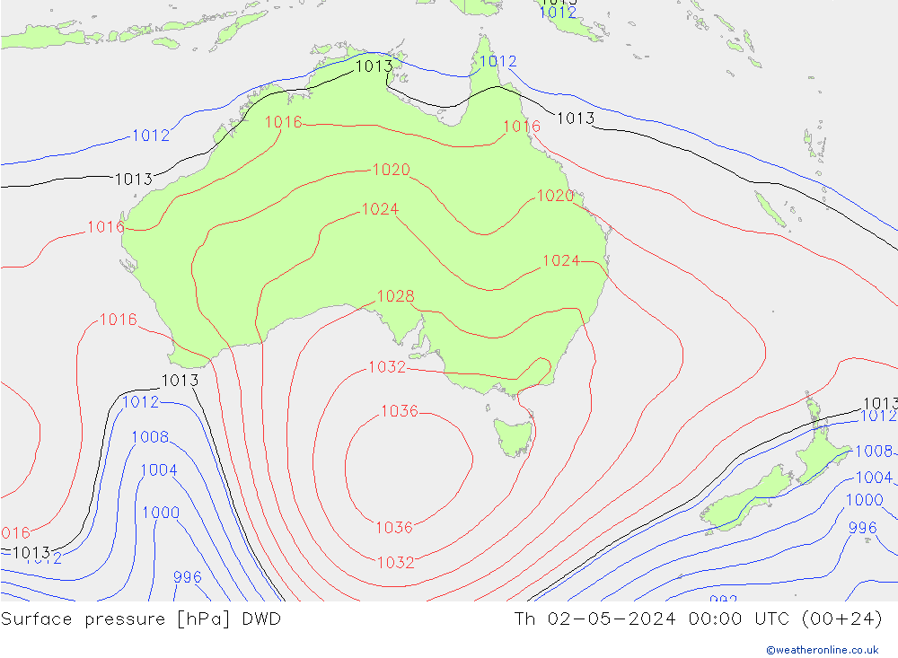 Yer basıncı DWD Per 02.05.2024 00 UTC