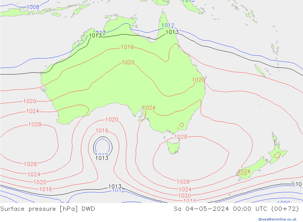 Presión superficial DWD sáb 04.05.2024 00 UTC