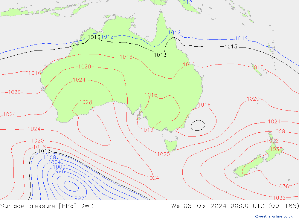 pressão do solo DWD Qua 08.05.2024 00 UTC