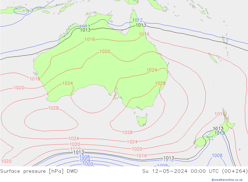 Luchtdruk (Grond) DWD zo 12.05.2024 00 UTC