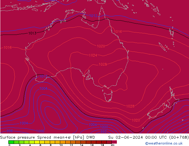 Surface pressure Spread DWD Su 02.06.2024 00 UTC
