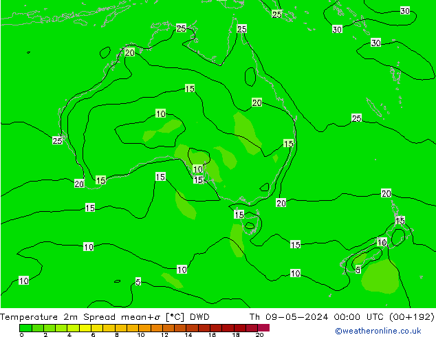 Temperatuurkaart Spread DWD do 09.05.2024 00 UTC