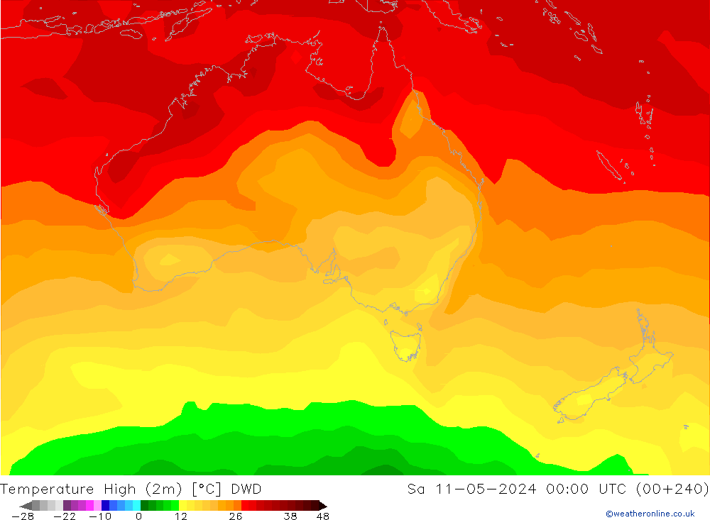 temperatura máx. (2m) DWD Sáb 11.05.2024 00 UTC