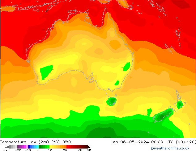 Temperatura mín. (2m) DWD lun 06.05.2024 00 UTC