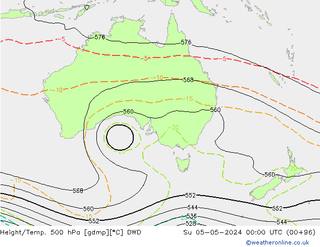 Géop./Temp. 500 hPa DWD dim 05.05.2024 00 UTC