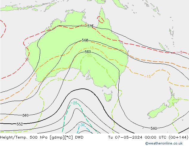 Yükseklik/Sıc. 500 hPa DWD Sa 07.05.2024 00 UTC