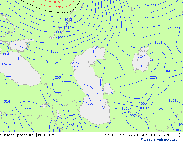 приземное давление DWD сб 04.05.2024 00 UTC