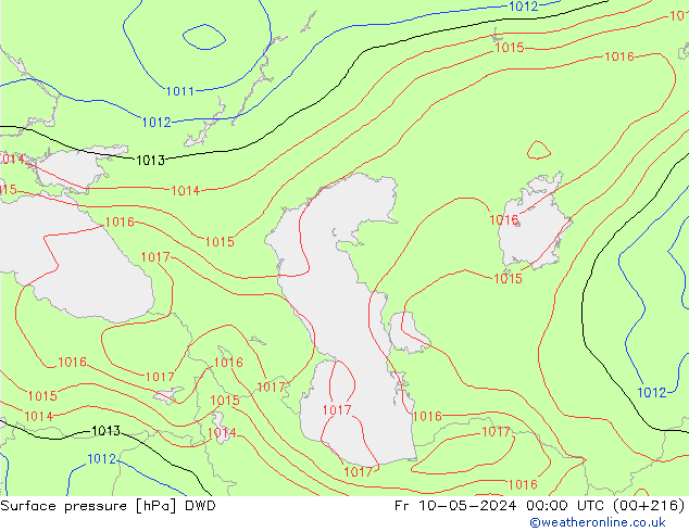 ciśnienie DWD pt. 10.05.2024 00 UTC