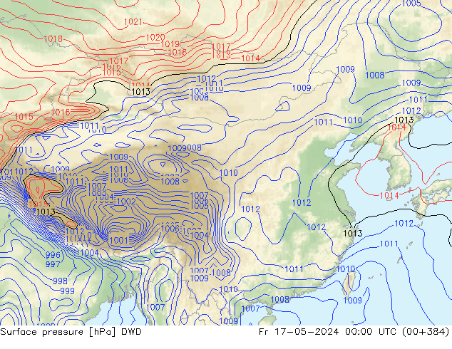 地面气压 DWD 星期五 17.05.2024 00 UTC
