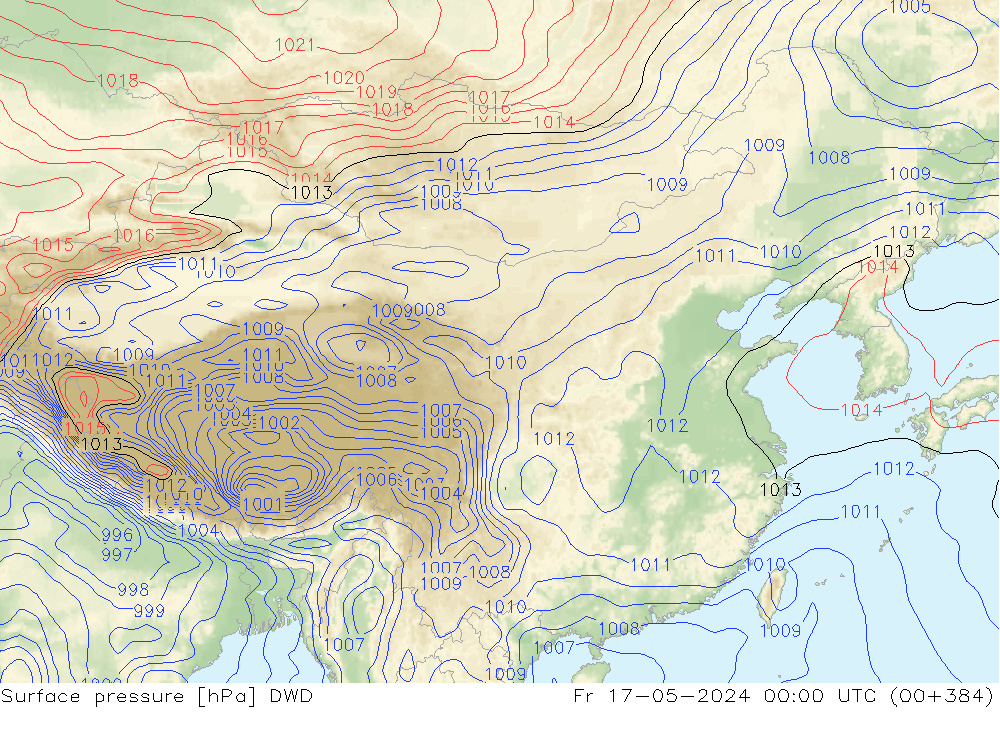 地面气压 DWD 星期五 17.05.2024 00 UTC