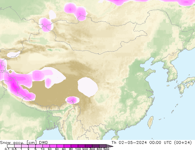 Глубина снега DWD чт 02.05.2024 00 UTC