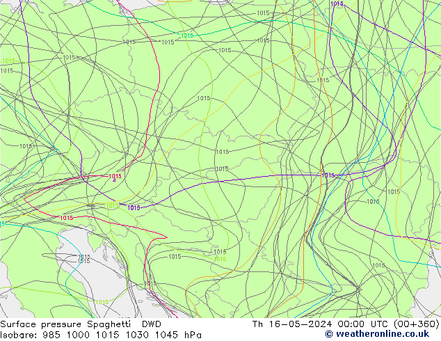 приземное давление Spaghetti DWD чт 16.05.2024 00 UTC
