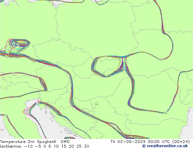 mapa temperatury 2m Spaghetti DWD czw. 02.05.2024 00 UTC