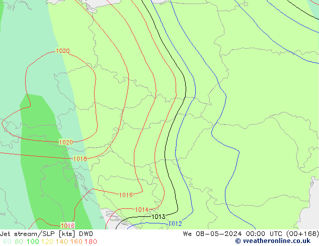 джет/приземное давление DWD ср 08.05.2024 00 UTC