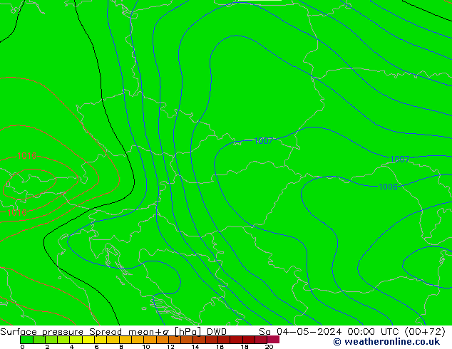 Atmosférický tlak Spread DWD So 04.05.2024 00 UTC