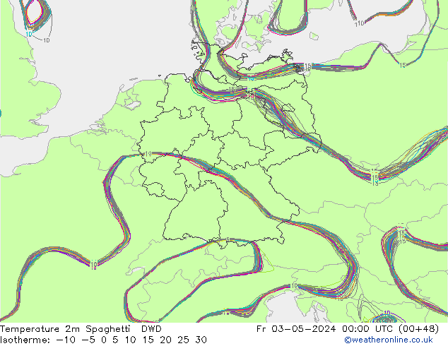 Temperature 2m Spaghetti DWD Fr 03.05.2024 00 UTC