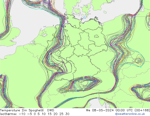 Temperaturkarte Spaghetti DWD Mi 08.05.2024 00 UTC