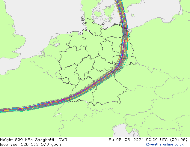 Géop. 500 hPa Spaghetti DWD dim 05.05.2024 00 UTC