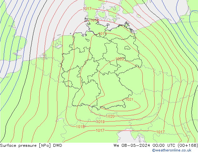 pression de l'air DWD mer 08.05.2024 00 UTC