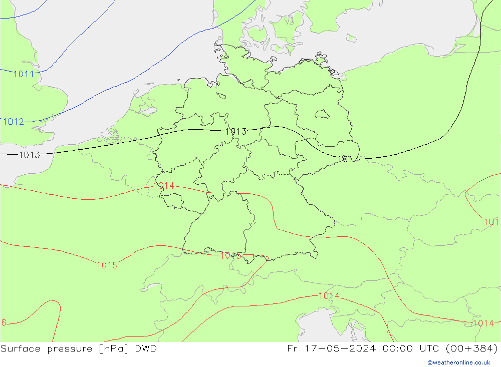 Surface pressure DWD Fr 17.05.2024 00 UTC