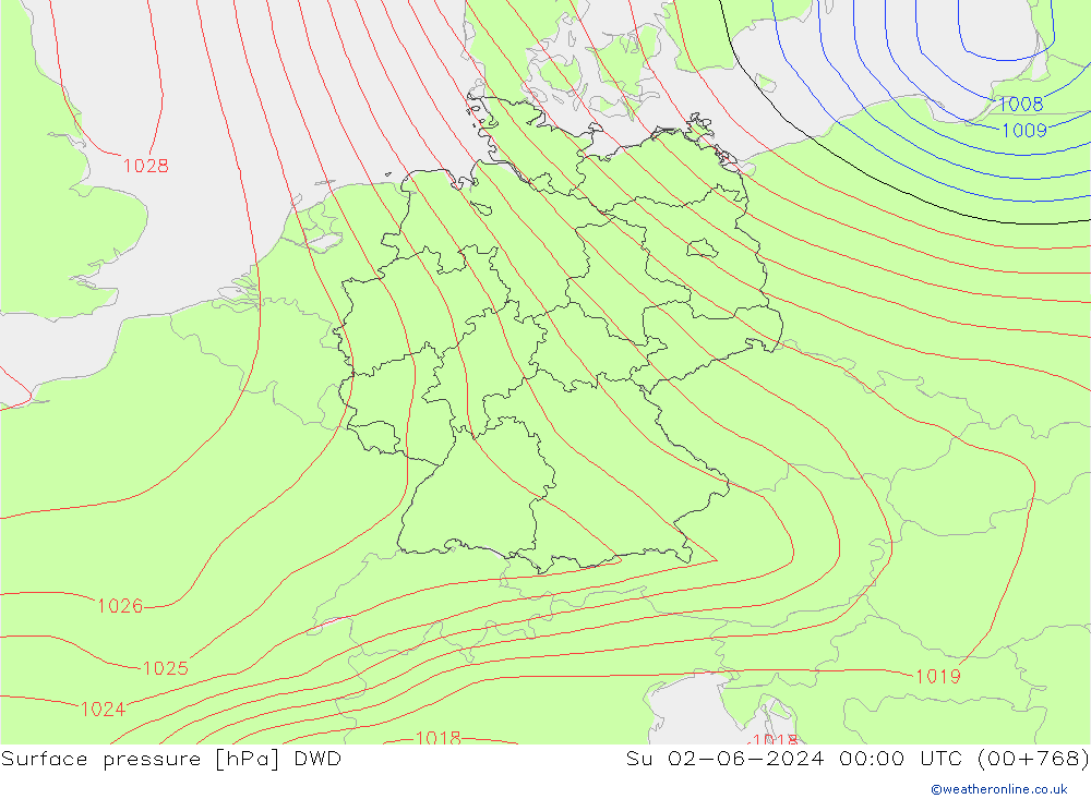 ciśnienie DWD nie. 02.06.2024 00 UTC