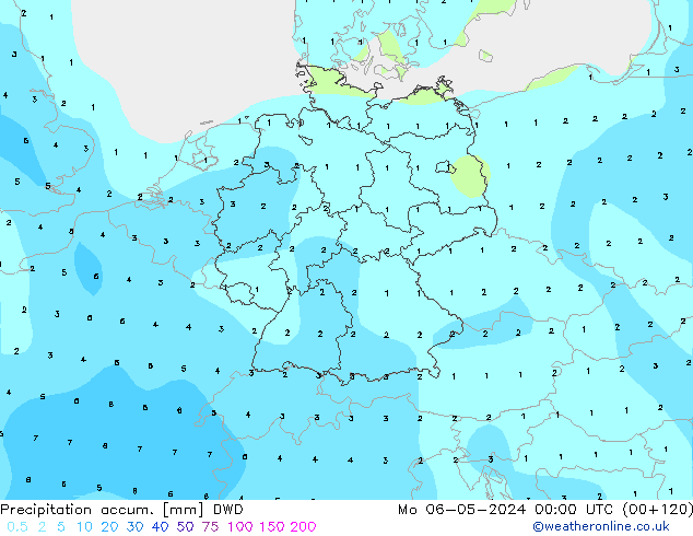 Totale neerslag DWD ma 06.05.2024 00 UTC