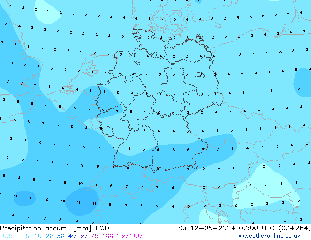 Precipitation accum. DWD 星期日 12.05.2024 00 UTC