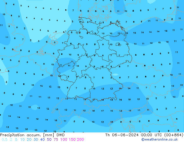Totale neerslag DWD do 06.06.2024 00 UTC