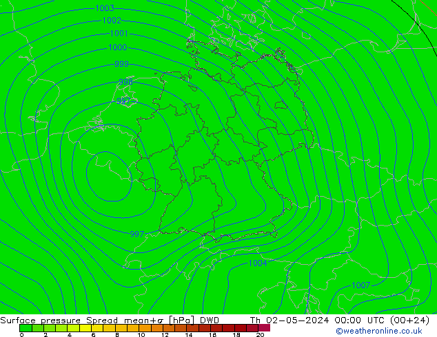 Surface pressure Spread DWD Th 02.05.2024 00 UTC