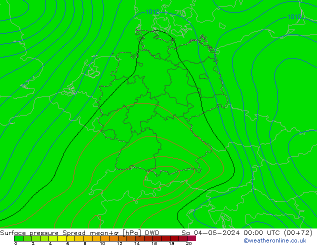 Surface pressure Spread DWD Sa 04.05.2024 00 UTC