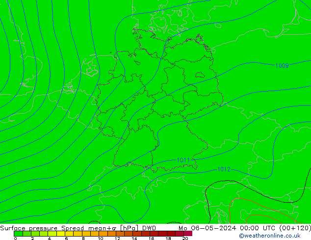 Surface pressure Spread DWD Mo 06.05.2024 00 UTC