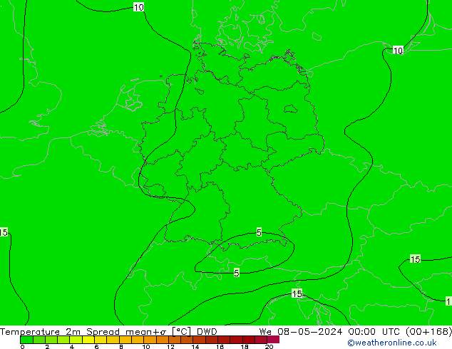 Temperature 2m Spread DWD St 08.05.2024 00 UTC