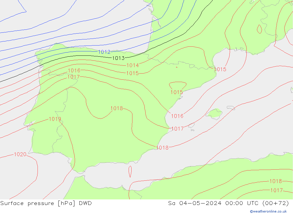 Atmosférický tlak DWD So 04.05.2024 00 UTC