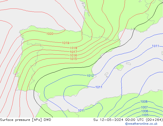 приземное давление DWD Вс 12.05.2024 00 UTC