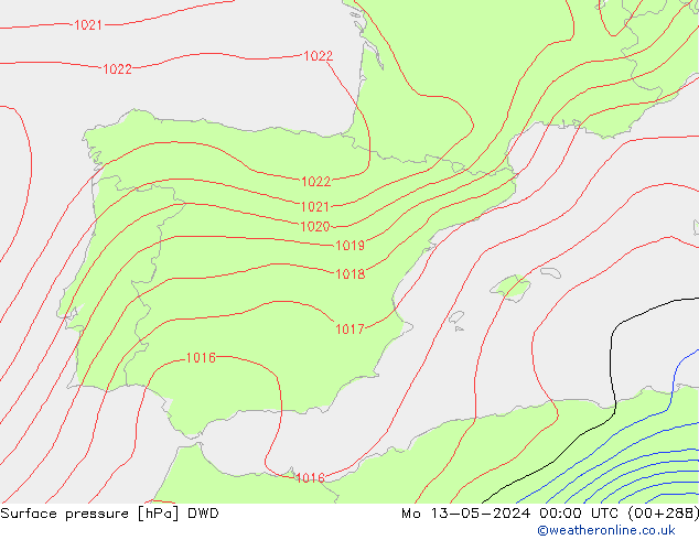 приземное давление DWD пн 13.05.2024 00 UTC