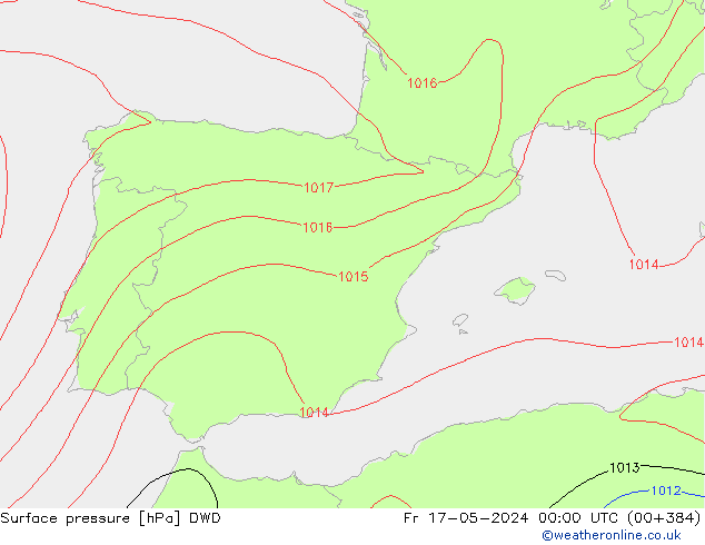pression de l'air DWD ven 17.05.2024 00 UTC