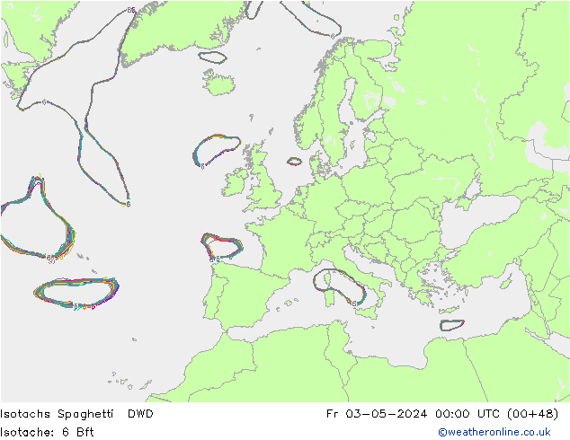 Isotachs Spaghetti DWD Fr 03.05.2024 00 UTC