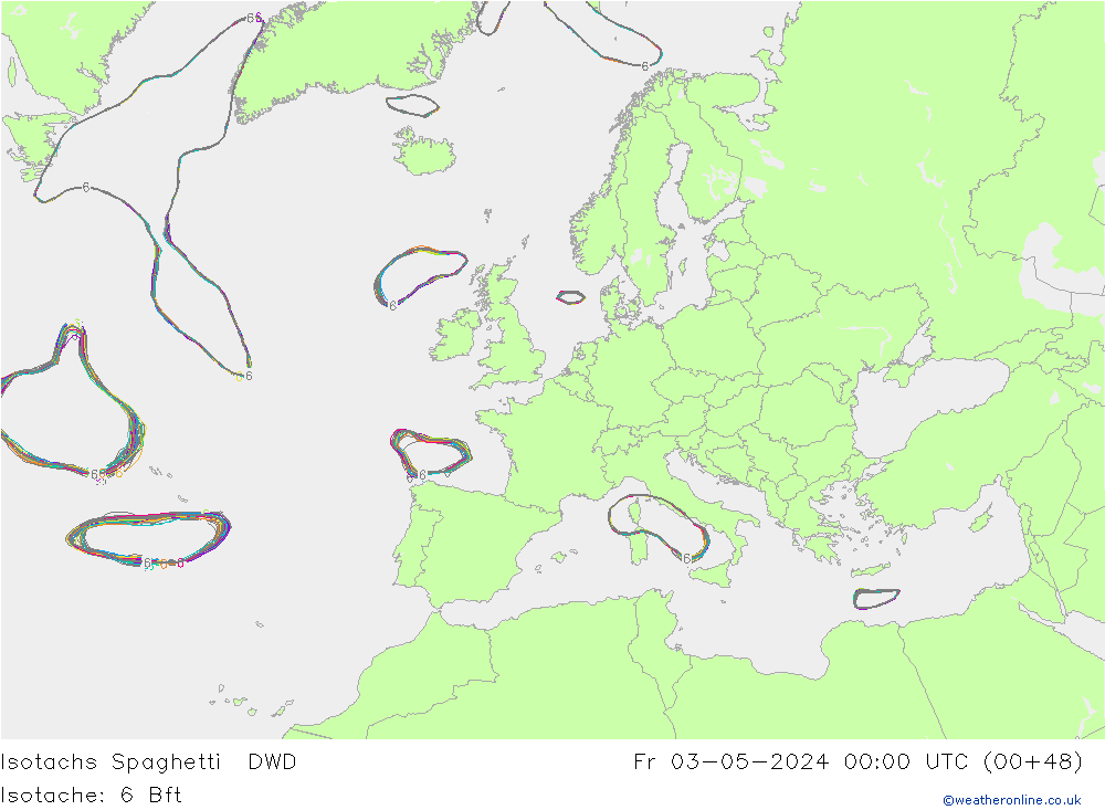 Eşrüzgar Hızları Spaghetti DWD Cu 03.05.2024 00 UTC