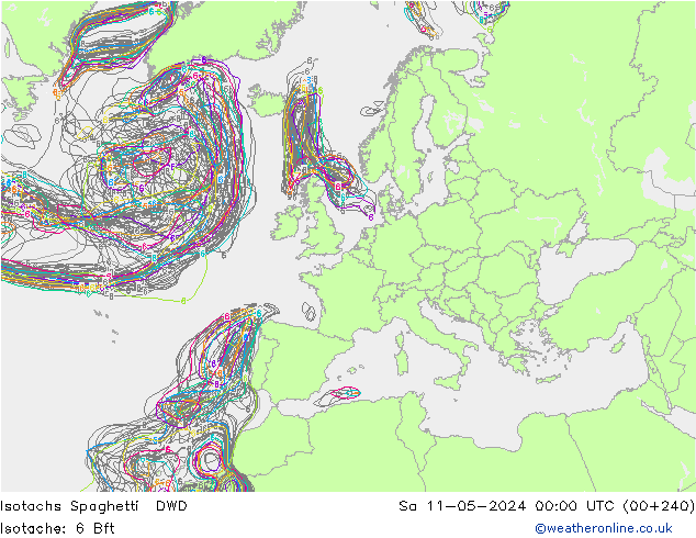 Isotachen Spaghetti DWD za 11.05.2024 00 UTC