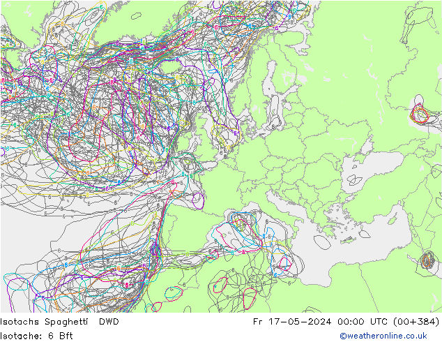 Eşrüzgar Hızları Spaghetti DWD Cu 17.05.2024 00 UTC
