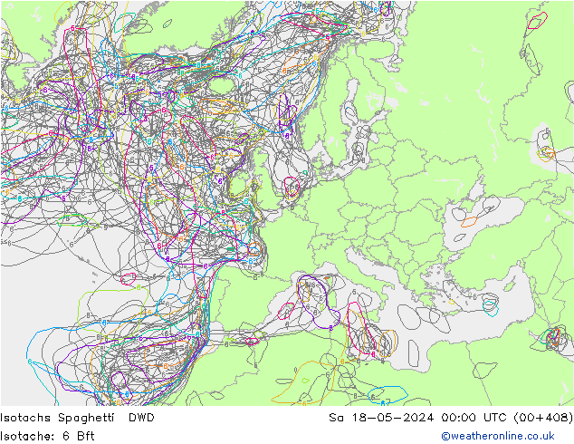 Eşrüzgar Hızları Spaghetti DWD Cts 18.05.2024 00 UTC